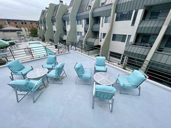 Exterior pool side at Augusta Court Apartments, Houston, TX